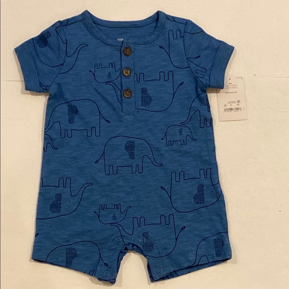 4/$20 Carters blue elephant romper 3 months